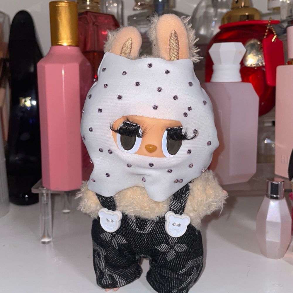 White Bling Labubu Ski Mask